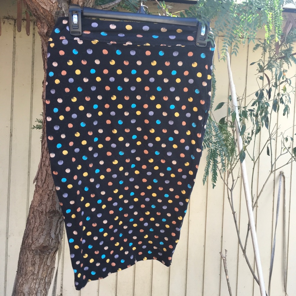 Small & Large Multi-color Polka Dot Black Skirt